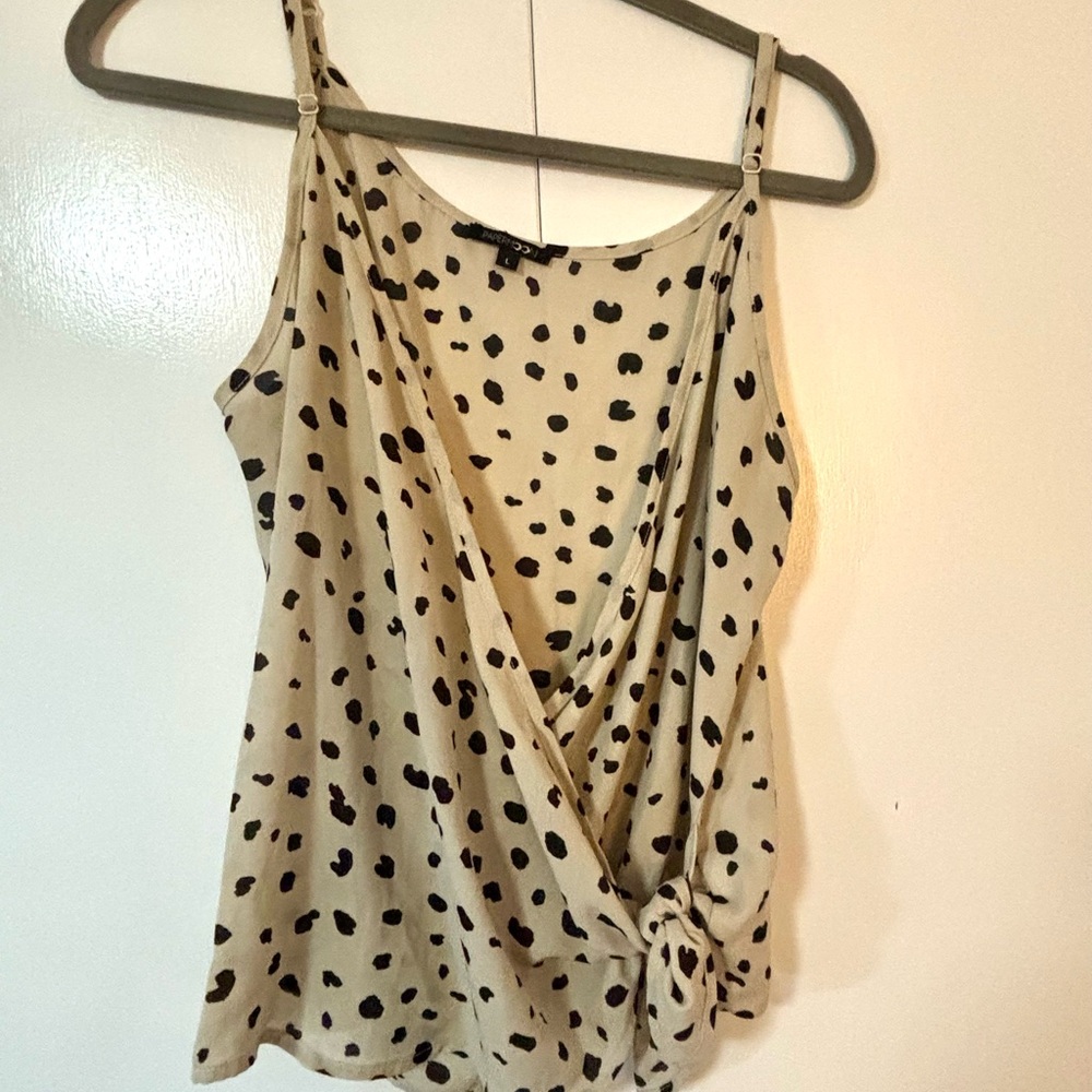 Papermoon Polka Dot Wrap Tie Cami Tank Blouse Size L
